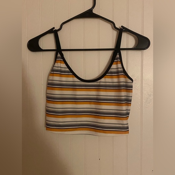 SHEIN Tops - SHEIN Striped Crop Top - Black, Yellow, White